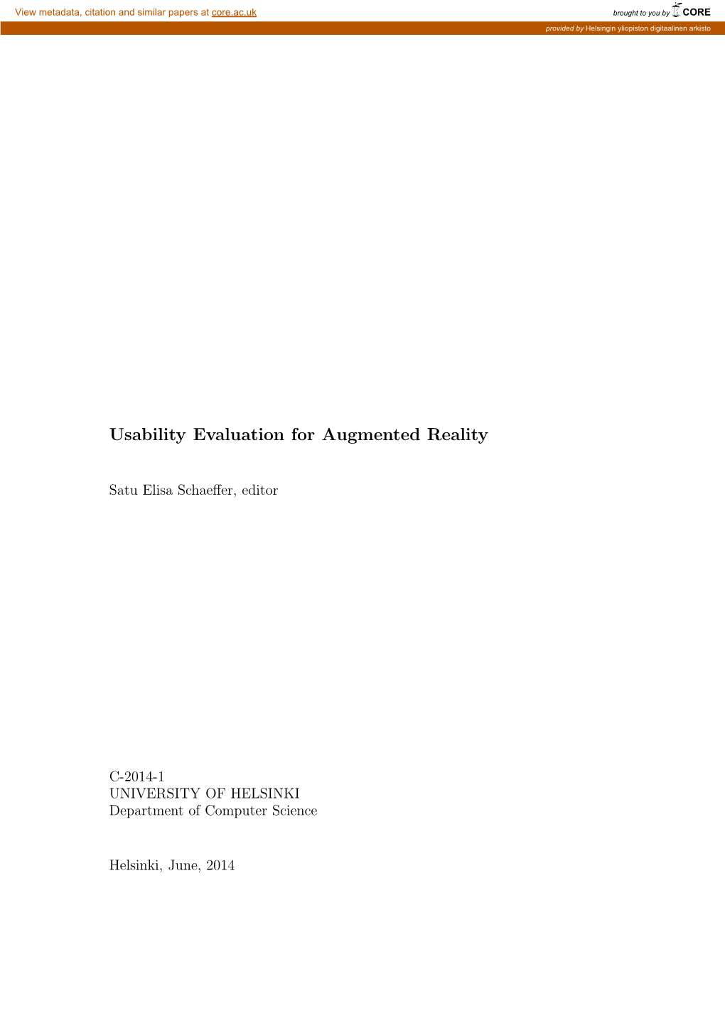 Usability Evaluation for Augmented Reality