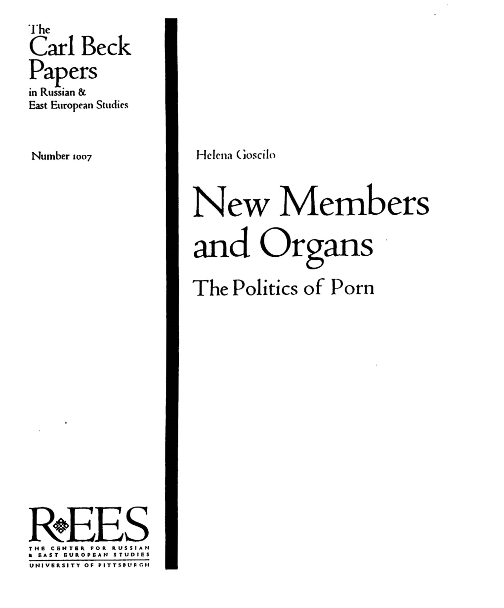 New Members and Organs the Politics of Porn