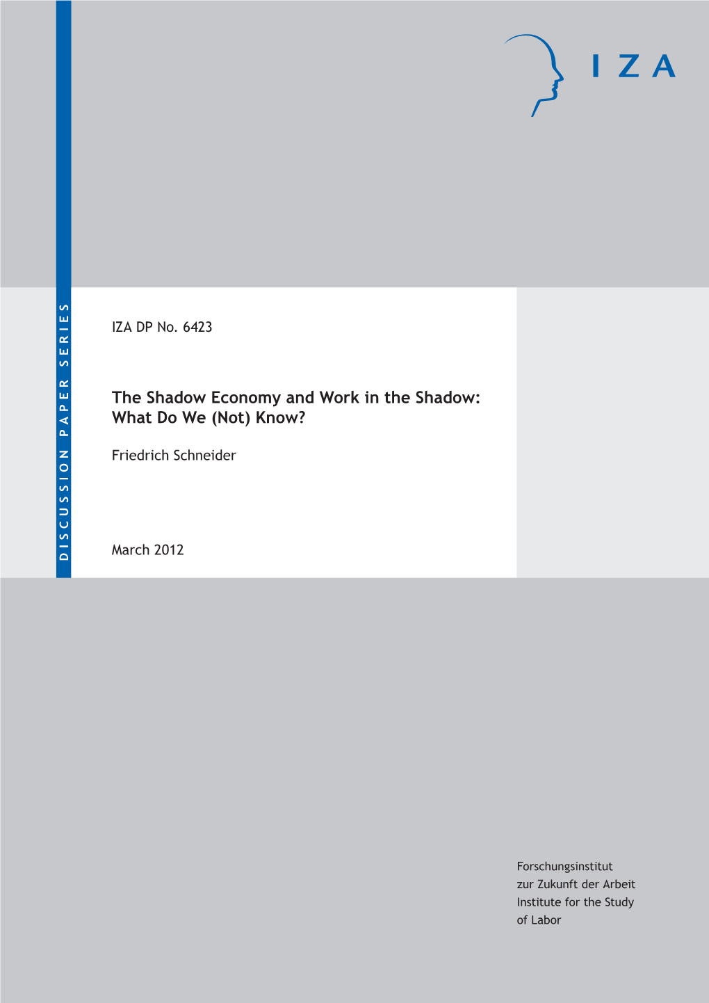 The Shadow Economy and Work in the Shadow: What Do We (Not) Know?