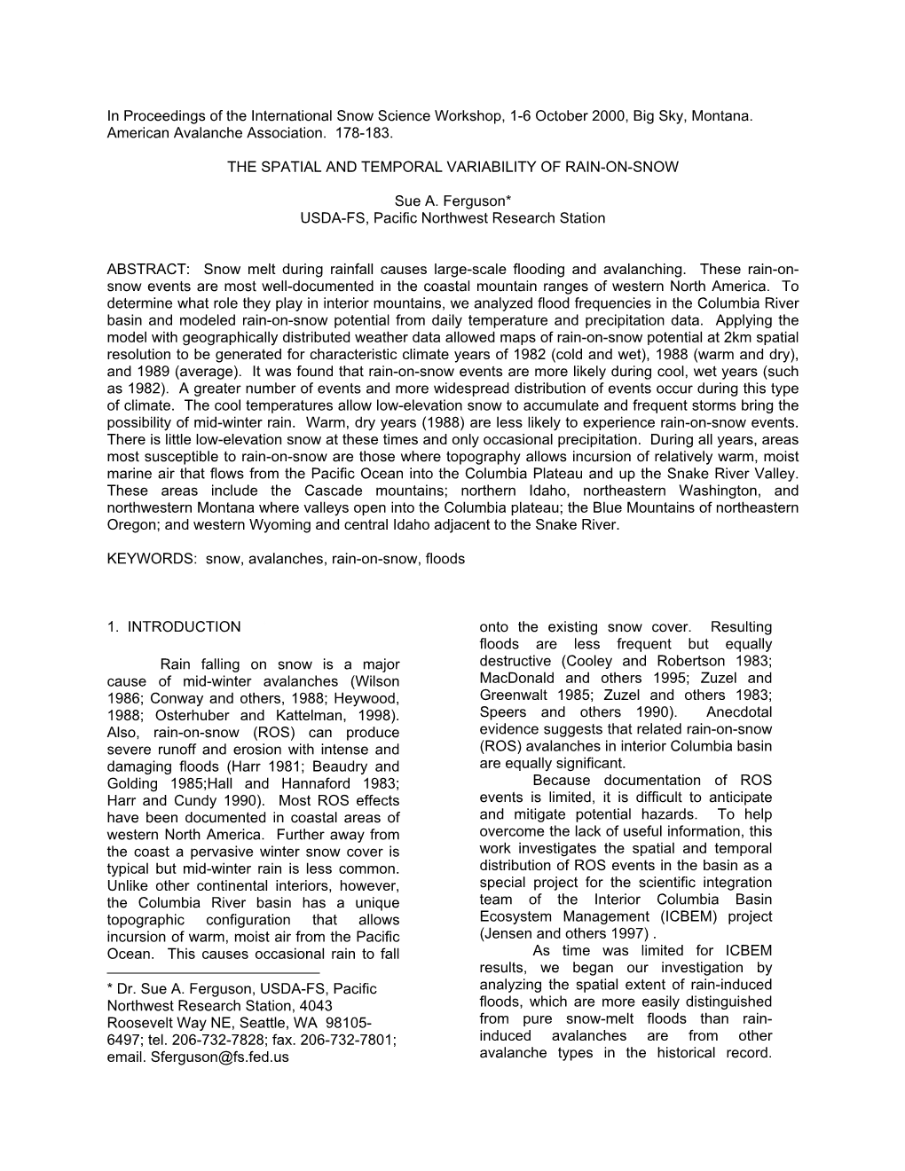 The Spatial and Temporal Variability of Rain-On-Snow