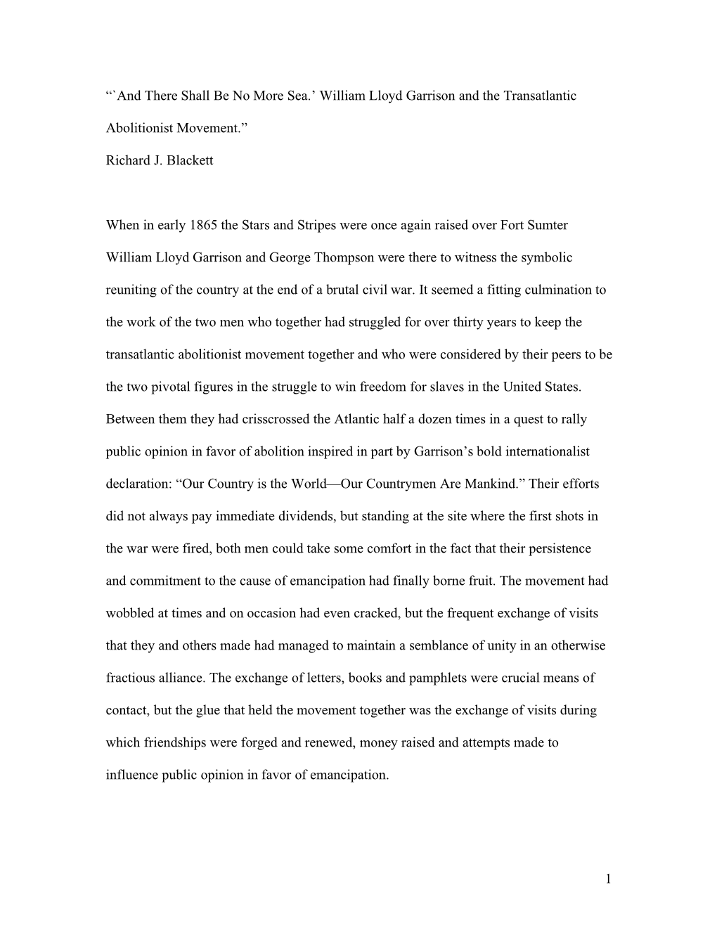 1 “`And There Shall Be No More Sea.' William Lloyd Garrison and The