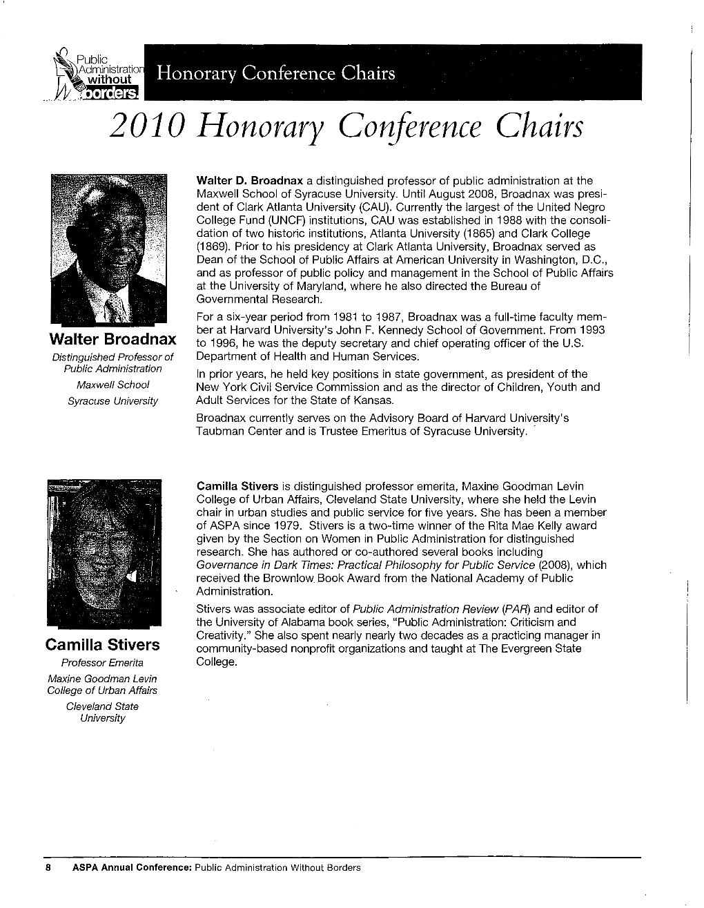 2010 Honorary Conference Chairs