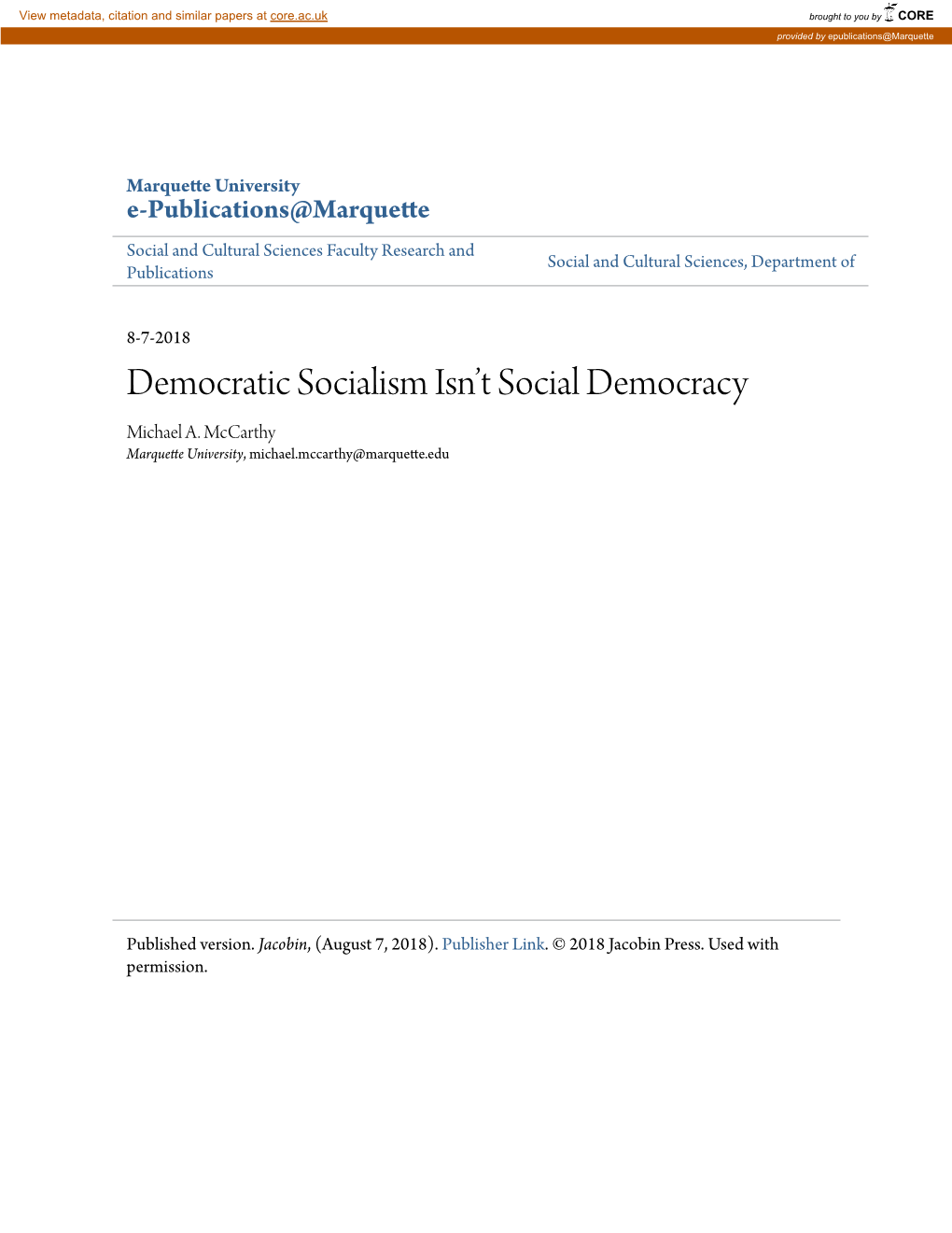 Democratic Socialism Isnâ•Žt Social Democracy