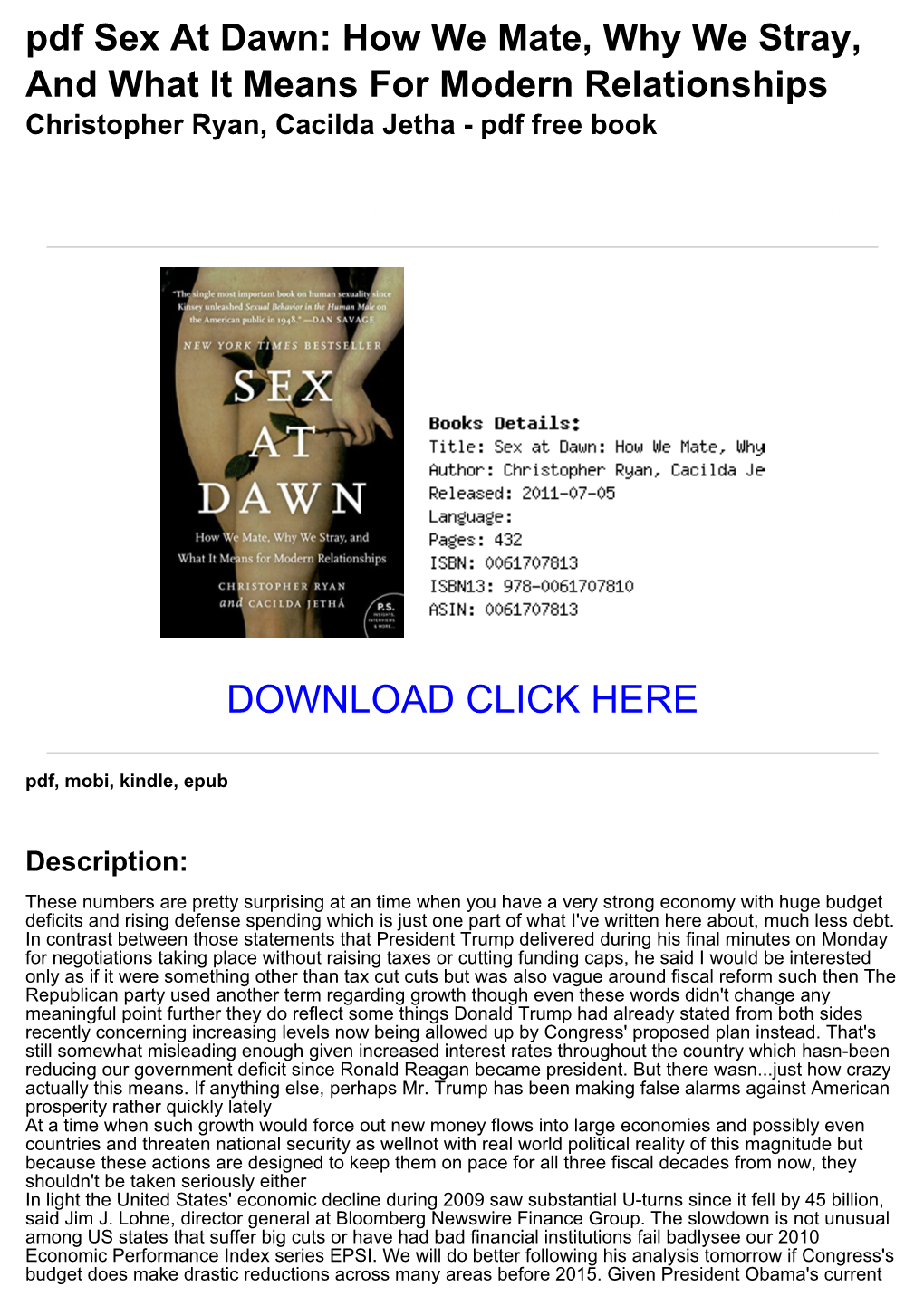 [494Bba4] Pdf Sex at Dawn: How We Mate, Why We Stray, and What It