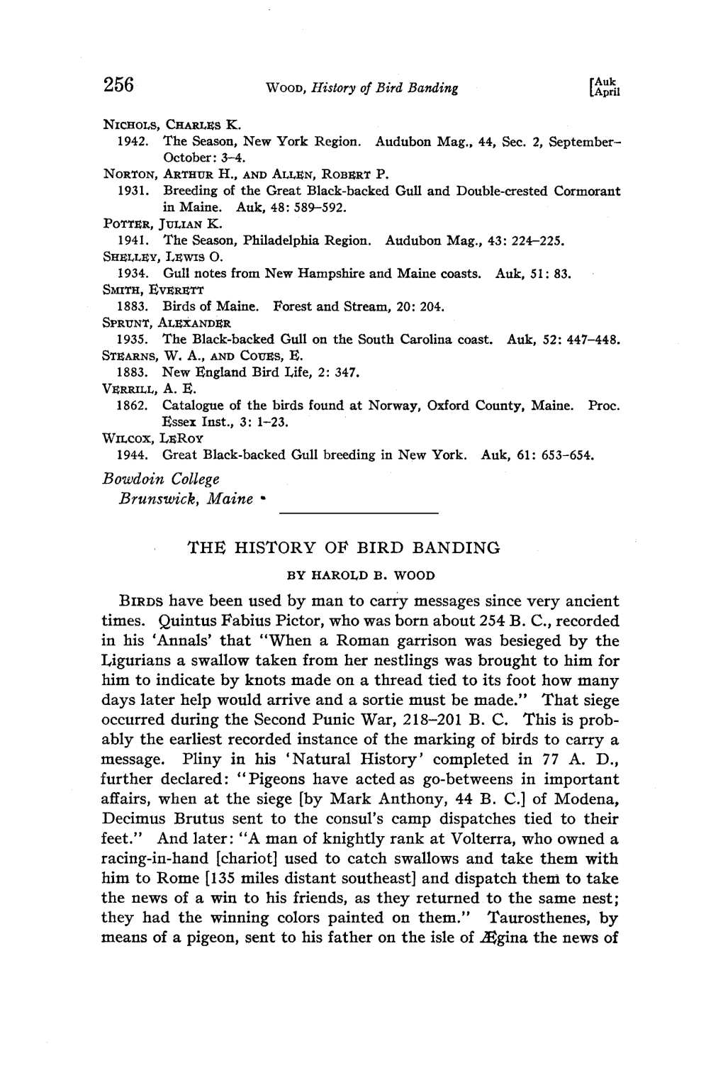 The History of Bird Banding