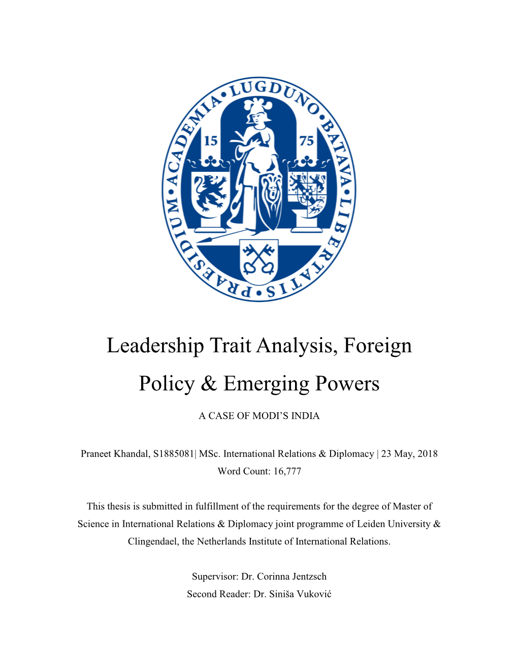 Leadership Trait Analysis, Foreign Policy & Emerging Powers