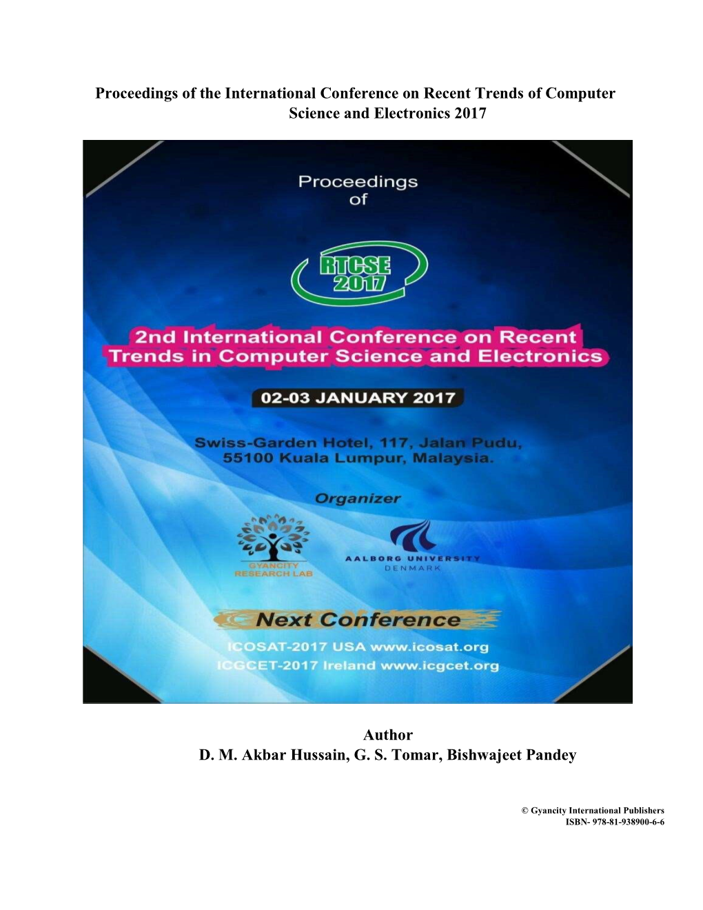 Proceedings of the International Conference on Recent Trends of Computer Science and Electronics 2017