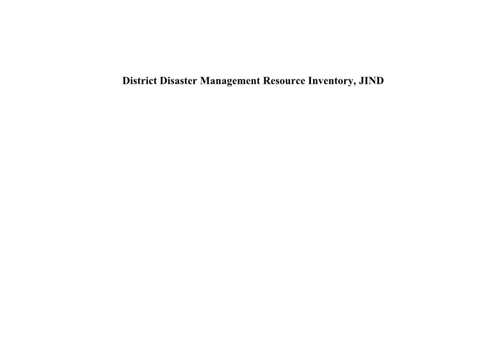 District Disaster Management Resource Inventory, JIND