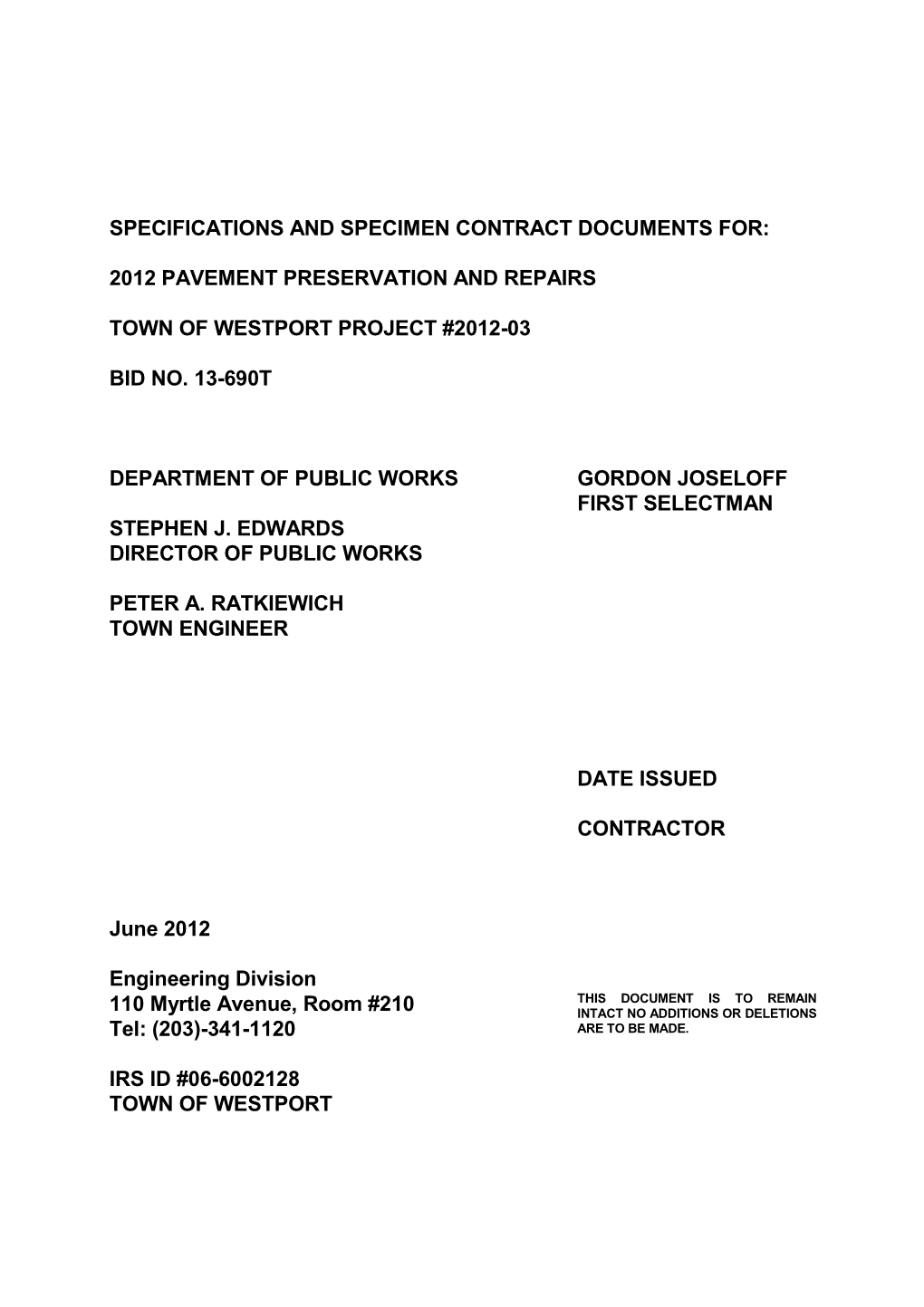 Bid Documents; Paving Project; Bid 13-690T