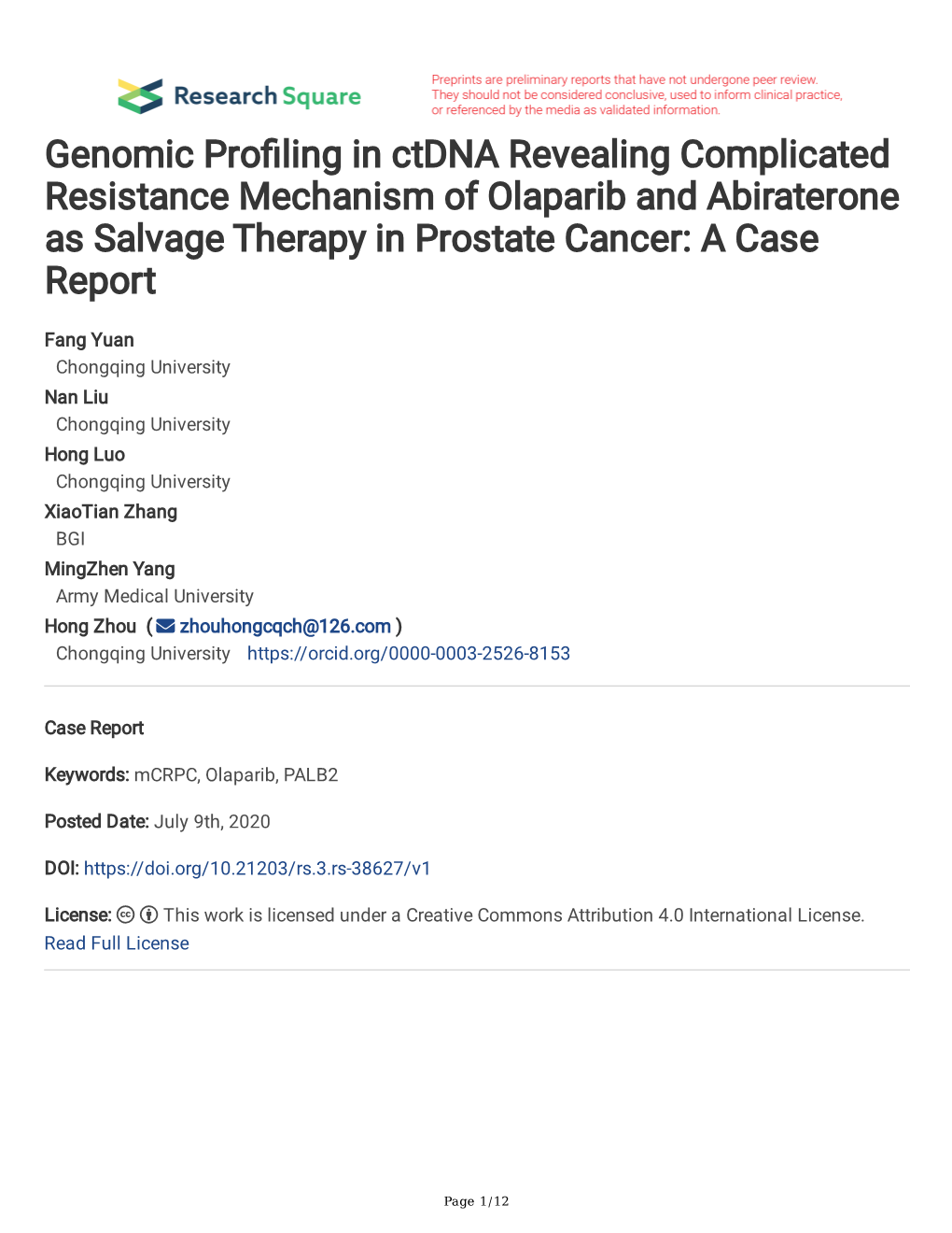 Genomic Pro Ling in Ctdna Revealing Complicated Resistance