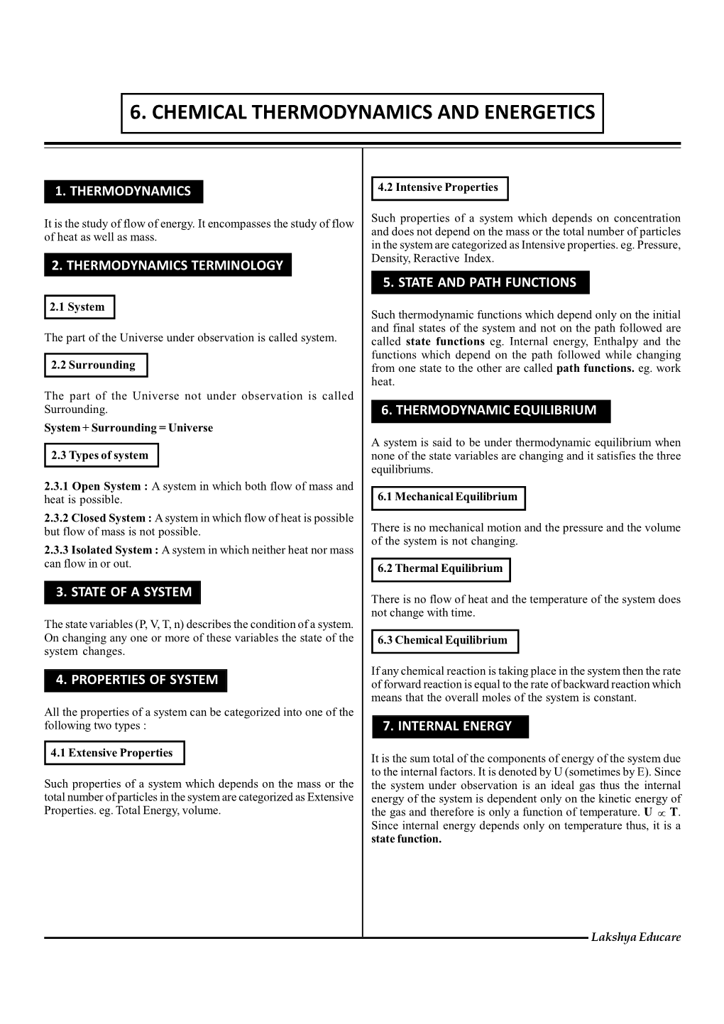 6. Chemical Thermodynamics and Energetics