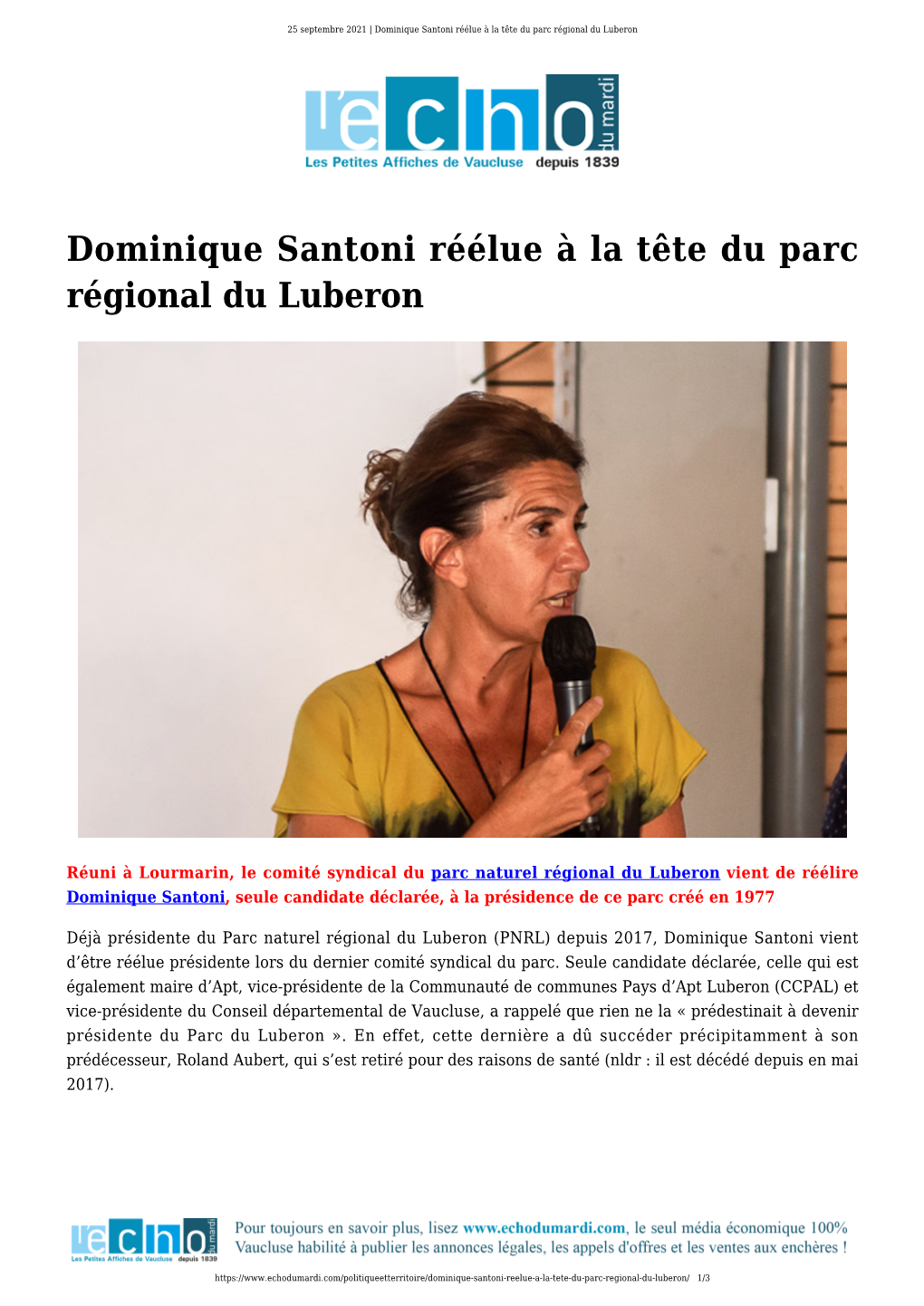 Dominique Santoni Réélue À La Tête Du Parc Régional Du Luberon