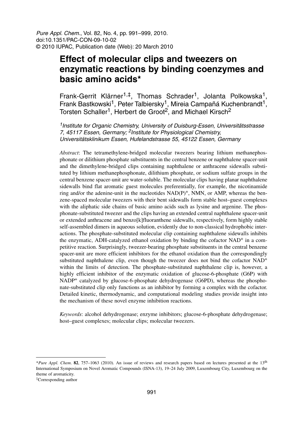 Effect of Molecular Clips and Tweezers on Enzymatic Reactions by Binding Coenzymes and Basic Amino Acids*