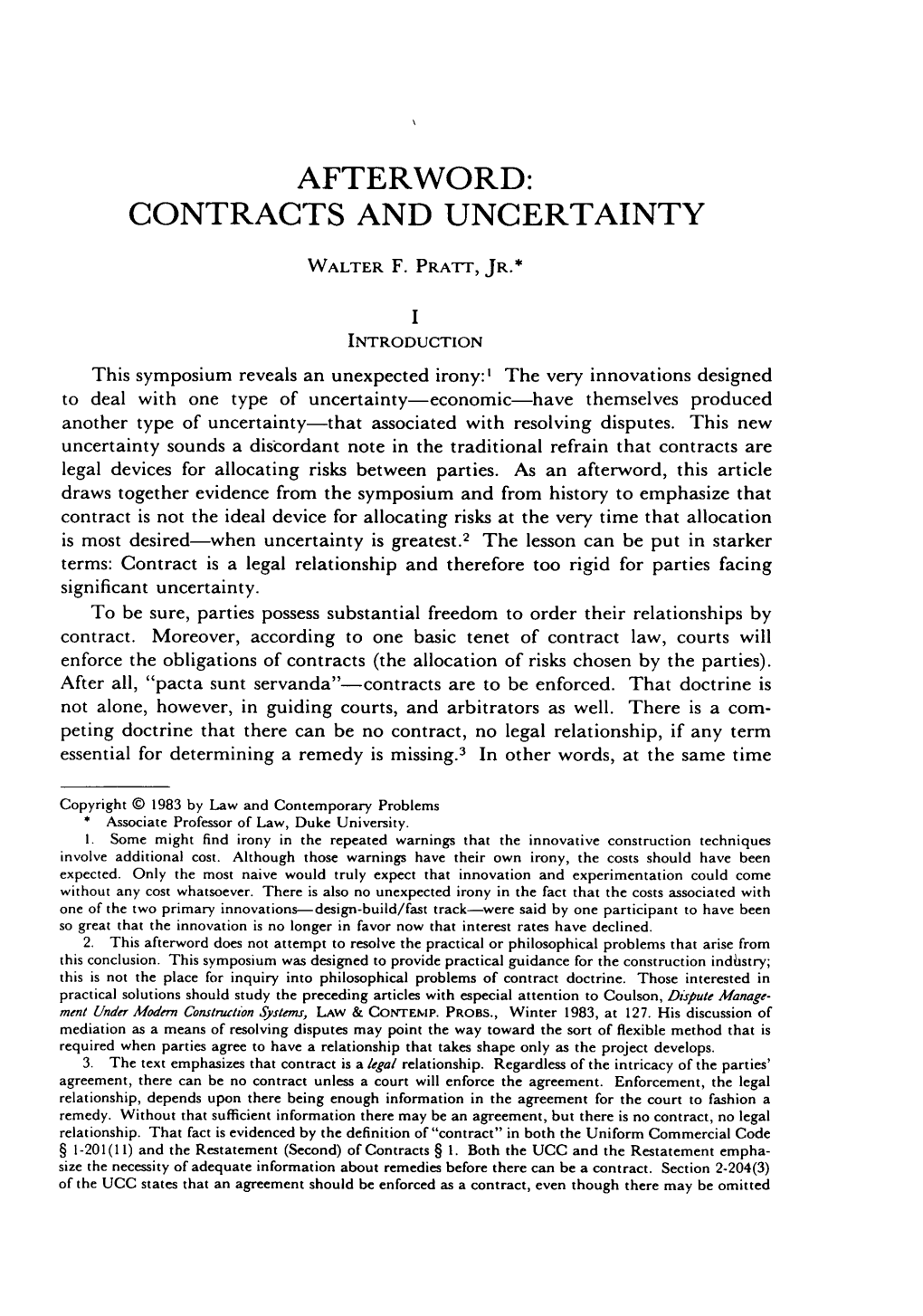Contracts and Uncertainty
