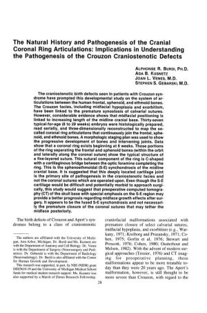 The Natural History and Pathogenesis of the Cranial Coronal Ring