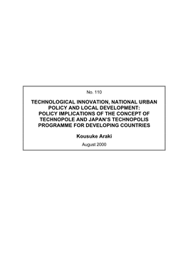 Technological Innovation, National Urban