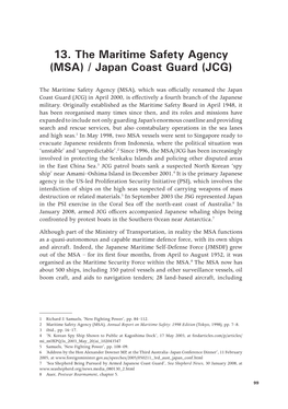 13. the Maritime Safety Agency (MSA) / Japan Coast Guard (JCG)