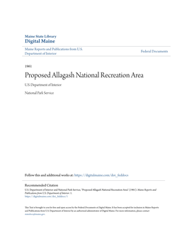 Proposed Allagash National Recreation Area U.S