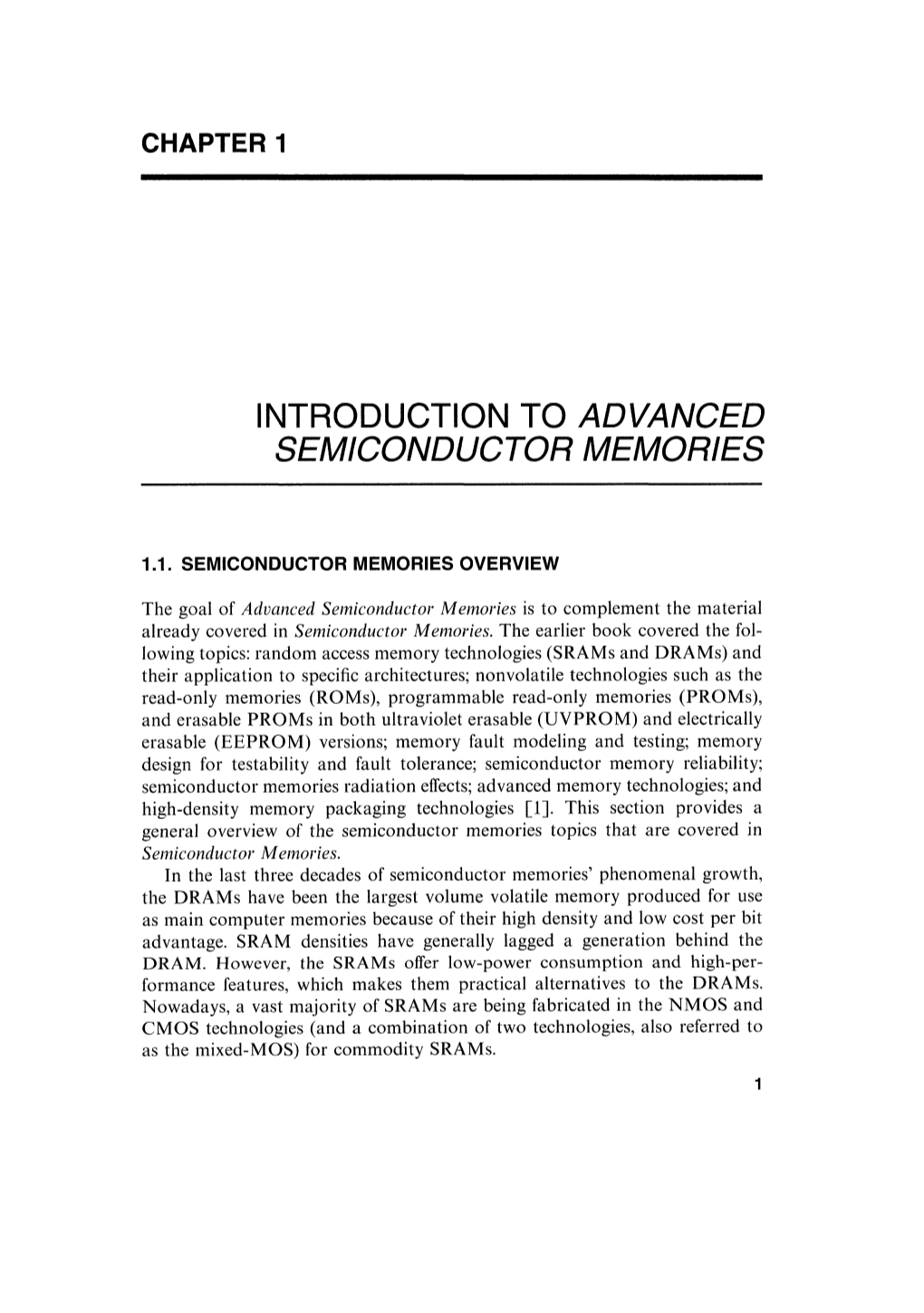 Introduction to Advanced Semiconductor Memories