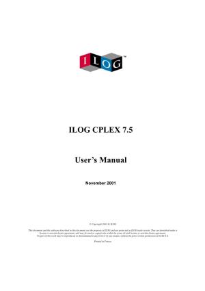 ILOG CPLEX 7.5 User's Manual