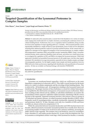 Targeted Quantification of the Lysosomal Proteome in Complex
