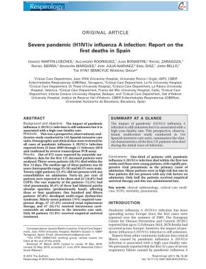 (H1N1)V Influenza a Infection: Report on the First Deaths in Spain