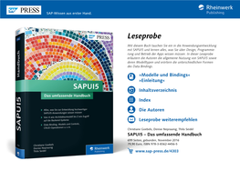 SAPUI5 – Das Umfassende Handbuch 699 Seiten, Gebunden, November 2016 79,90 Euro, ISBN 978-3-8362-4456-5