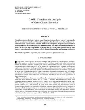 CAGE: Combinatorial Analysis of Gene-Cluster Evolution
