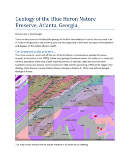 Geology of the Blue Heron Nature Preserve, Atlanta, Georgia