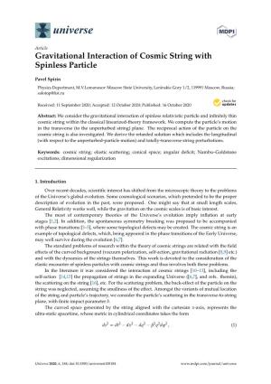 Gravitational Interaction of Cosmic String with Spinless Particle