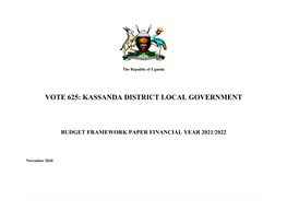Vote 625-Kassanda District Local