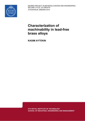 Characterization of Machinability in Lead-Free Brass Alloys