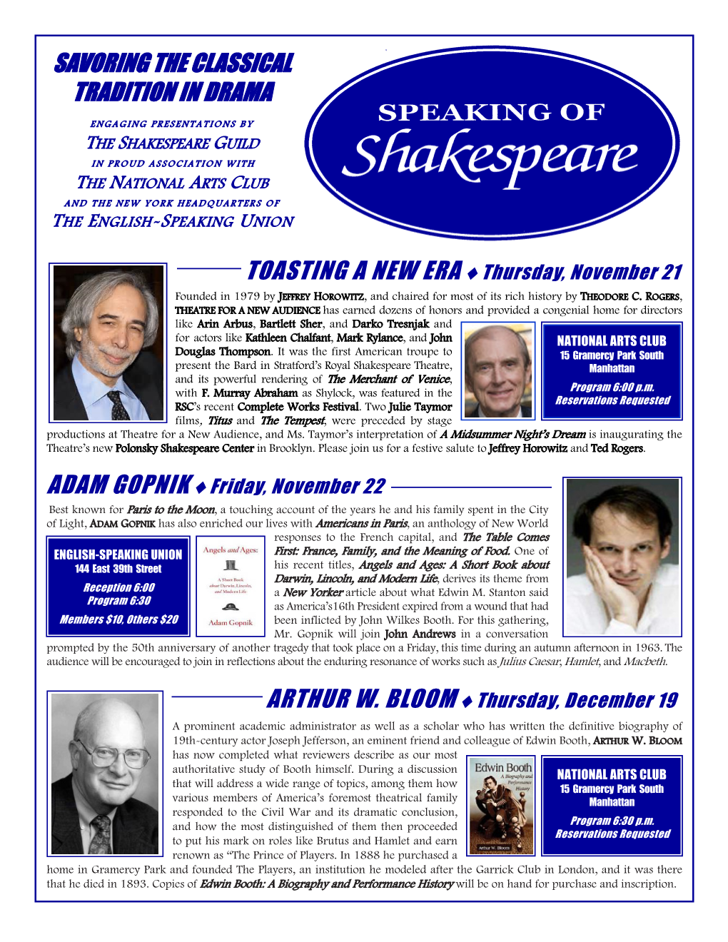 Speaking Flyer for November 2013