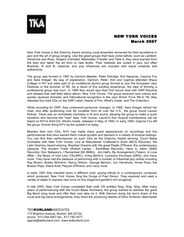 NEW YORK VOICES March 2007