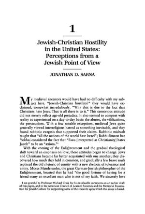 Jewish-Christian Hostility in the United States: Perceptions from a Jewish Point of View