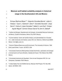 Mexican Wolf Habitat Suitability Analysis in Historical