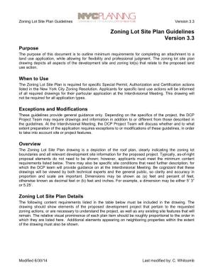 Zoning Lot Site Plan Guidelines Version 3.3