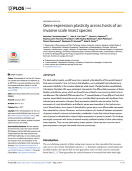 Gene Expression Plasticity Across Hosts of an Invasive Scale Insect Species