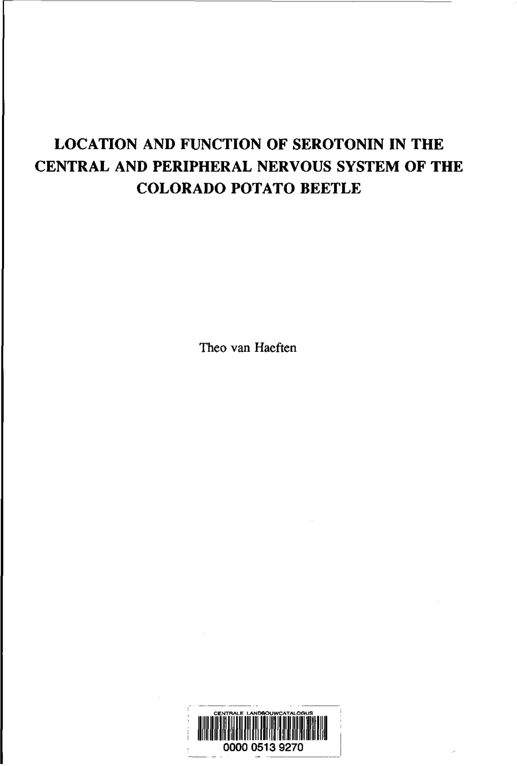 Location and Function of Serotonin in the Central and Peripheral Nervous System of the Colorado Potato Beetle