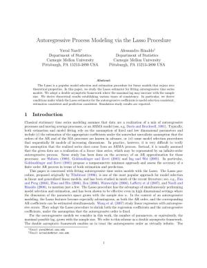 Autoregressive Process Modeling Via the Lasso Procedure