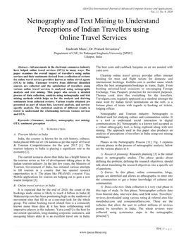 Netnography and Text Mining to Understand Perceptions of Indian Travellers Using Online Travel Services