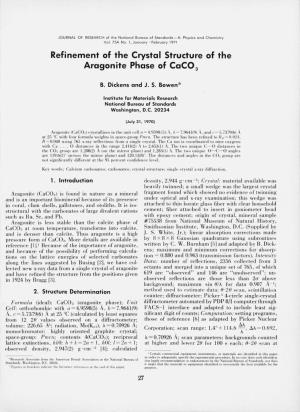 Refinement of the Crystal Structure of the Aragonite Phase of Caco3