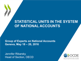 Statistical Units in the System of National Accounts