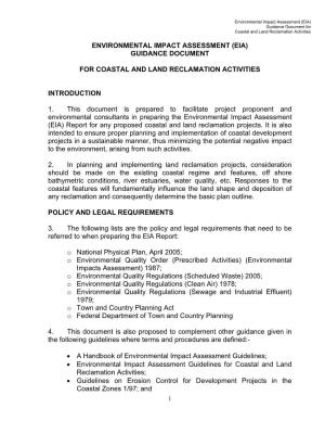 Environmental Impact Assessment (EIA) Guidance Document for Coastal and Land Reclamation Activities