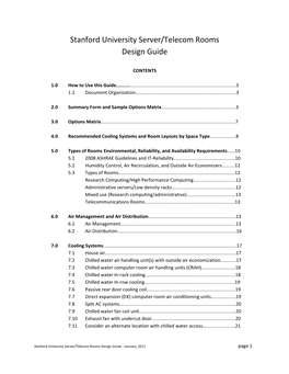 Stanford University Server/Telecom Rooms Design Guide