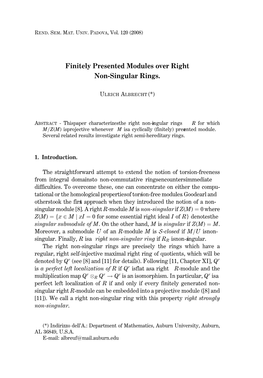 Finitely Presented Modules Over Right Non-Singular Rings