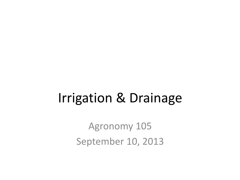 Irrigation & Drainage