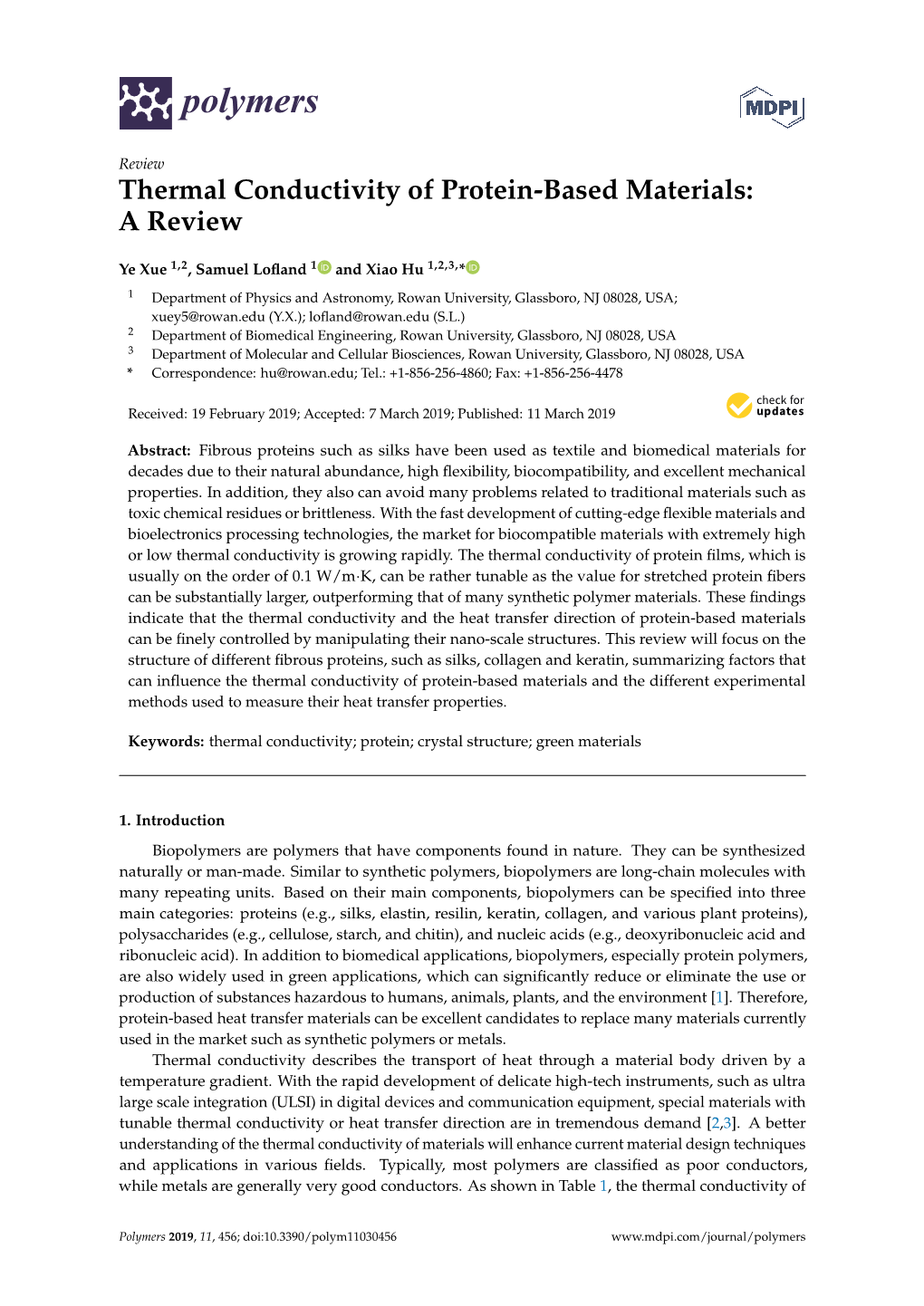 Thermal Conductivity of Protein-Based Materials: a Review