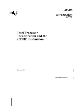 Intel Processor Identification and the CPUID Instruction