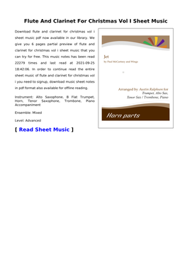 Flute and Clarinet for Christmas Vol I Sheet Music